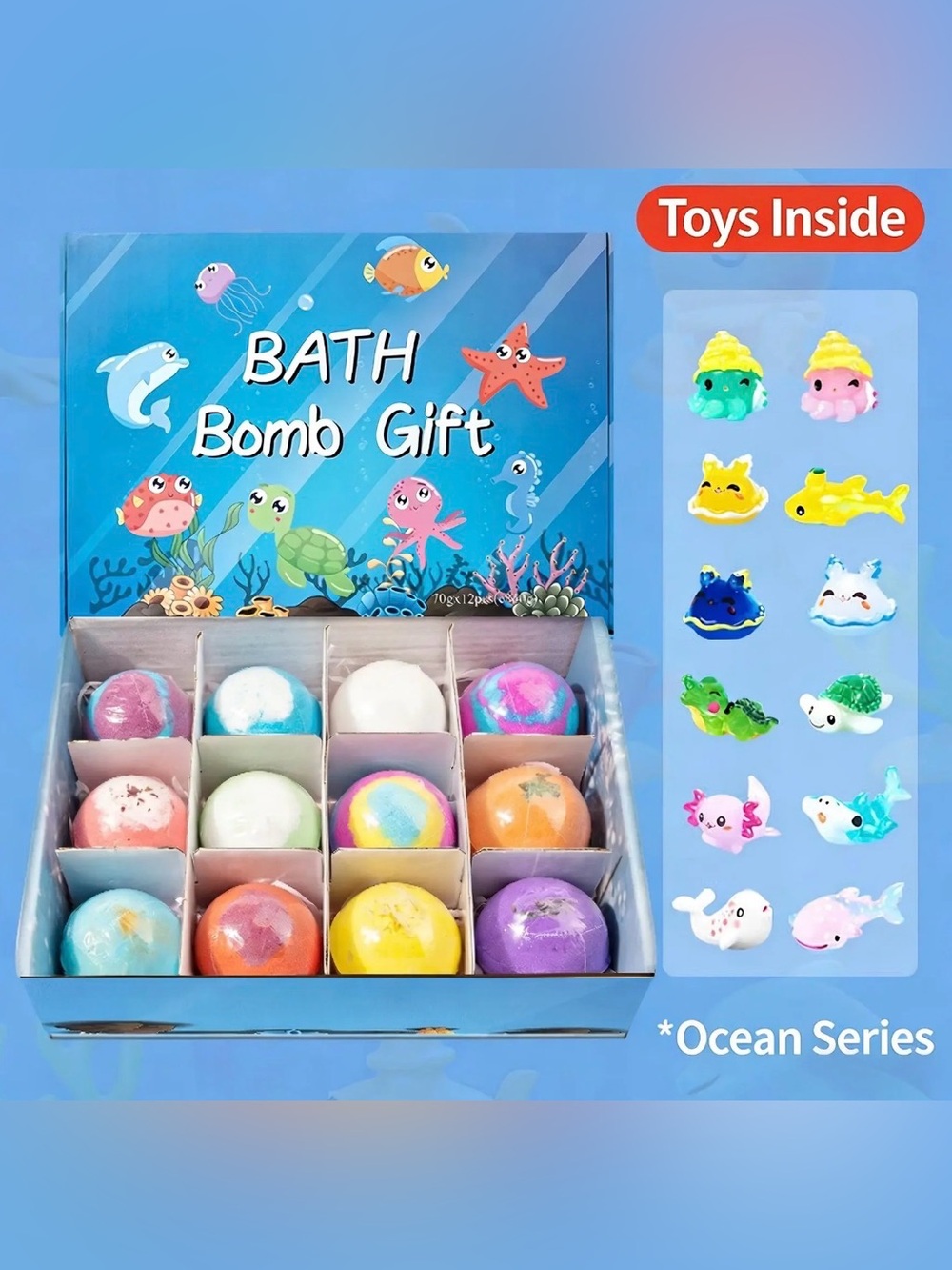 Kids Bath Bomb 12 piece Set with surprise toy inside each